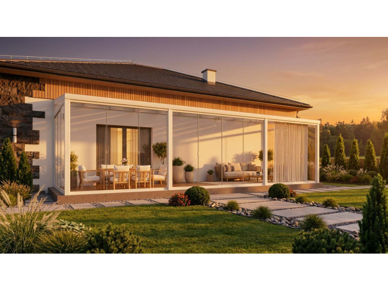 Ogród zimowy Modern PRO biały 1006x300 dach poliwęglanowy
