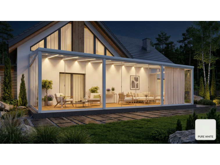 Ogród zimowy Modern PRO biały 1006x400 dach szklany