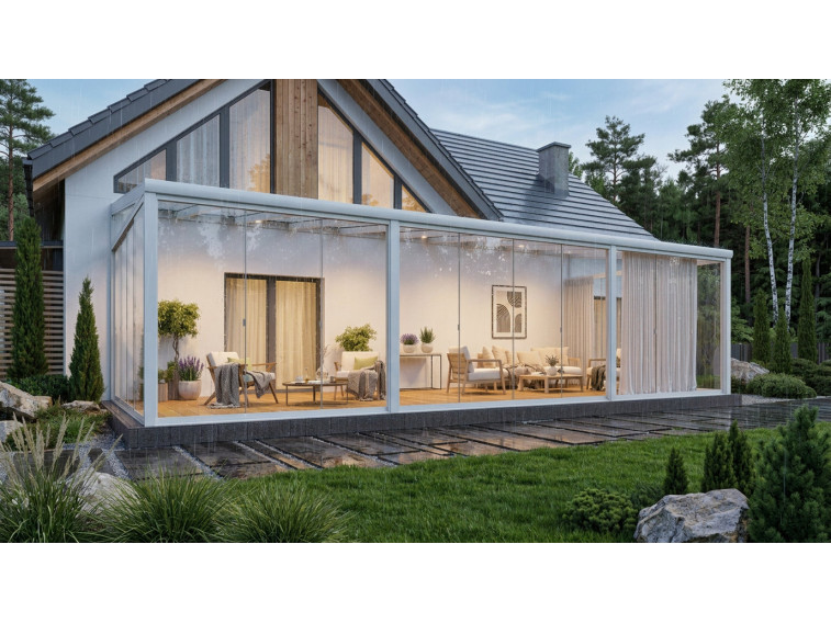 Ogród zimowy Modern PRO biały 1006x400 dach szklany