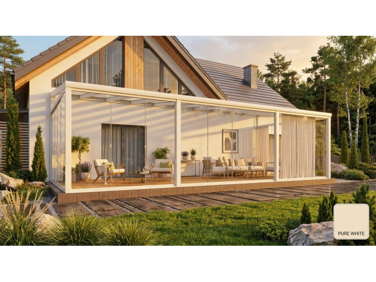 Ogród zimowy Modern PRO biały 1006x400 dach szklany