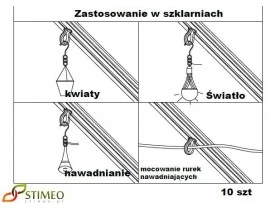 Wieszaki do podwieszania roślin do szklarni aluminiowych 10 szt.