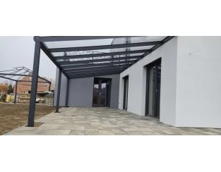 Zadaszenie tarasu Modern PRO+ 606x500 dach szklany